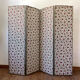 Antique 4-panel screen in pine, restored, "Grand Teint furniture" fabric.