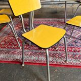 Red table set and 6 vintage yellow formica chairs