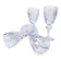 Cut crystal white wine glasses with a slender baluster-shaped stem.