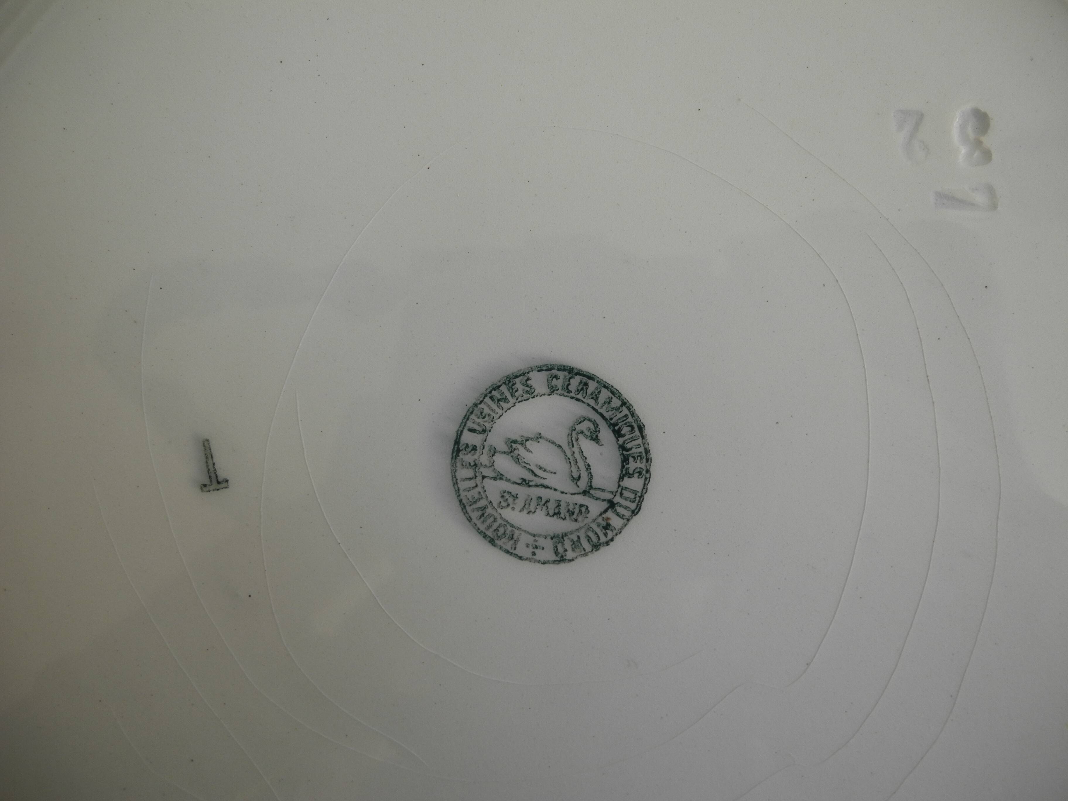 large old hollow dish St Amand art table antique French earthenware dish