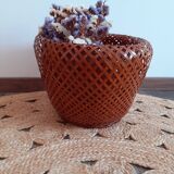 Very pretty woven bamboo plant pot from the 60s