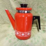 Vintage red enamelled tin cafeteria