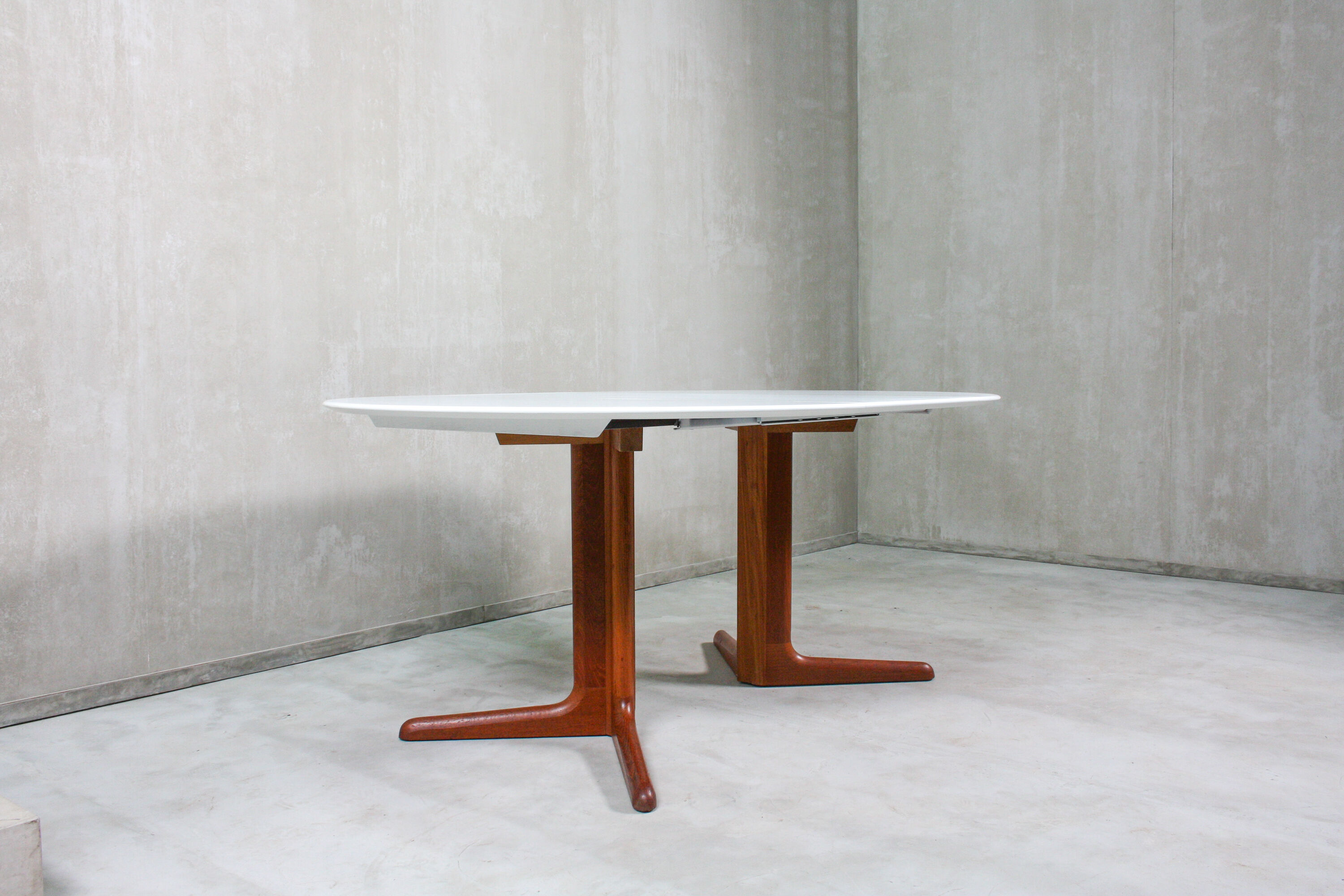Round danish teak & white dining table, 1960s