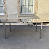 Rectangular table with chrome mirror glass 1970s vintage