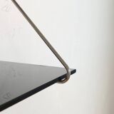 Vintage mid century loop shelf black glass metal