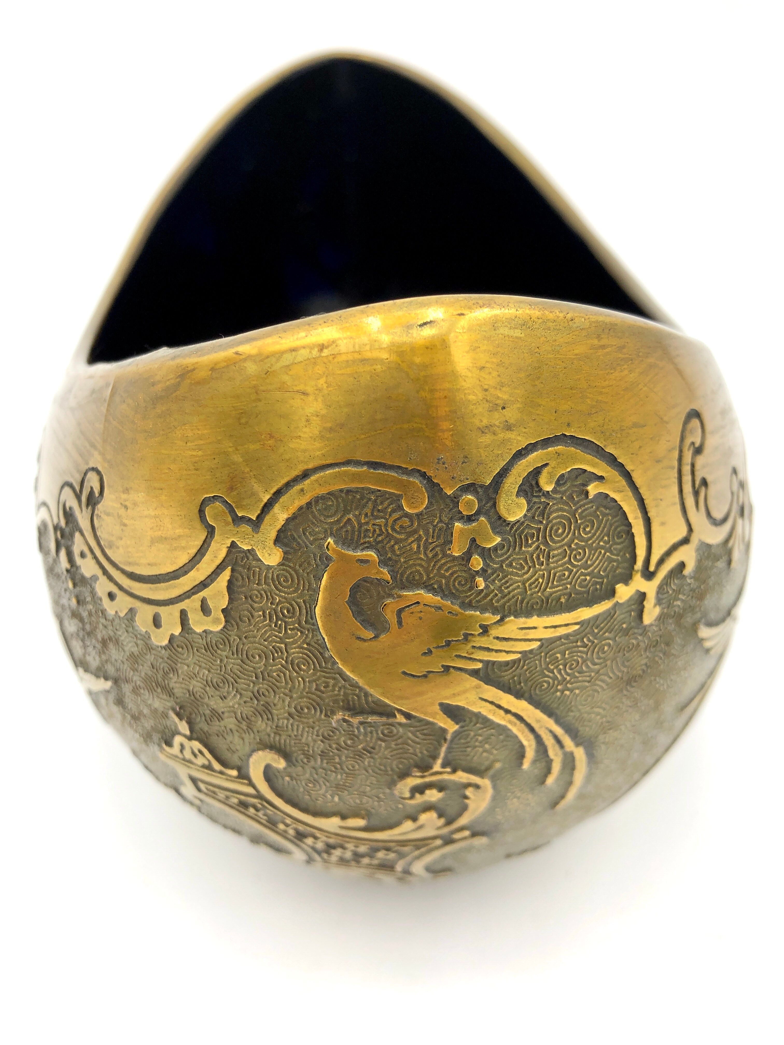 Crystal and copper shuttle cup Léon Ledru Val Saint Lambert