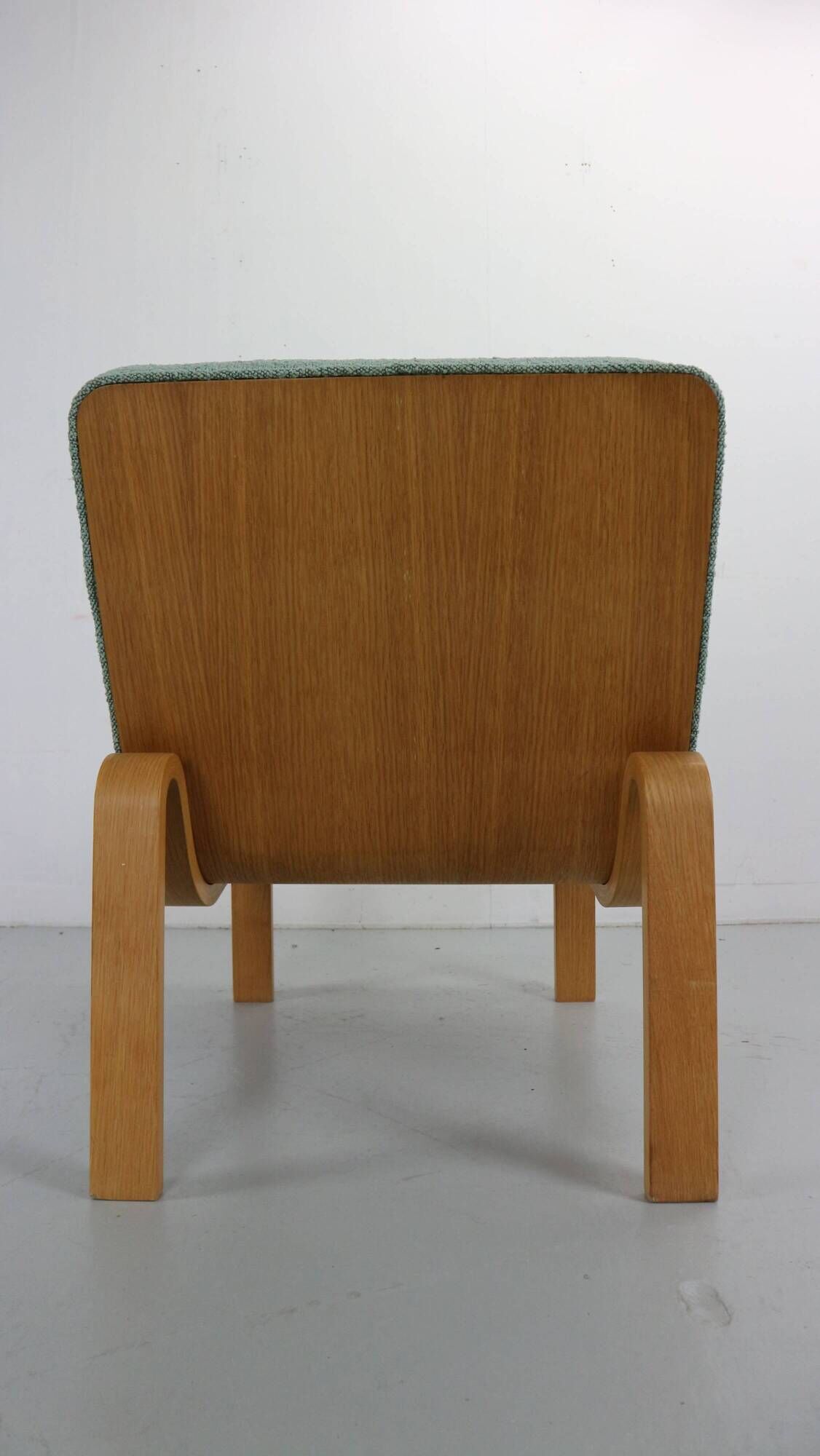 Danish Plywood Lounge Chair by Magnus Olesen,  in mint bouclé