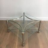 Pair of chrome side tables and glass slabs