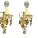 Brass Crystal Sconces Set of 2 1950’s