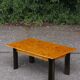 Table basse moderniste années 50 placage loupe d'orme