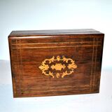 Boite coffret ancien en marqueterie de bois