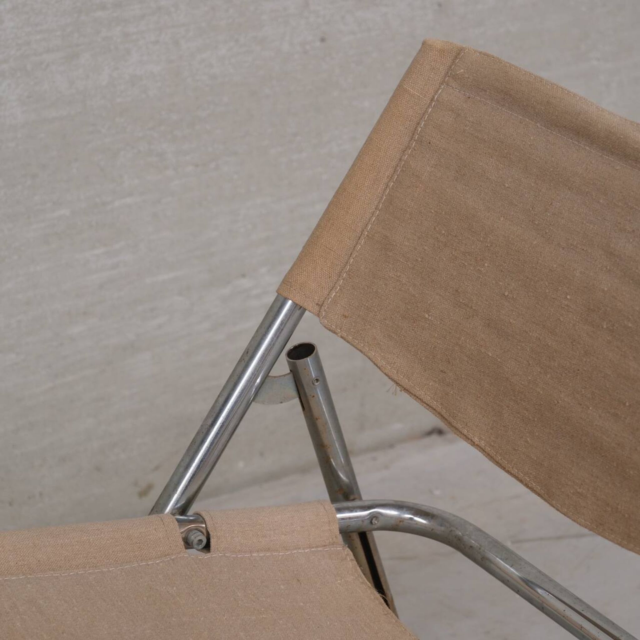 Niels Gammelgaard 'Cox' Folding Linen Mid-Century Chrome Lounge Chair