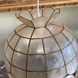 Vintage mother-of-pearl and brass pendant light