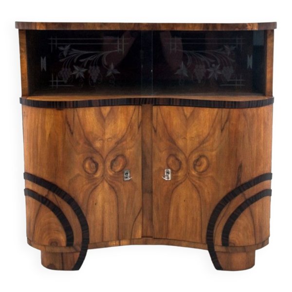 Commode en verre Art Déco, Pologne, années 1950. Après rénovation.