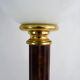 Mazda lamp in gilded metal, foot imitation wood and white opaline. Year 60