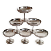 Ice cream or sorbet cups on foot, set of 6, in 18/10 stainless steel