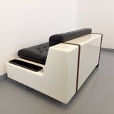 Vintage sofa bed bench with integrated lighting, Italian design Beka Tortuga, in skai, fiber
