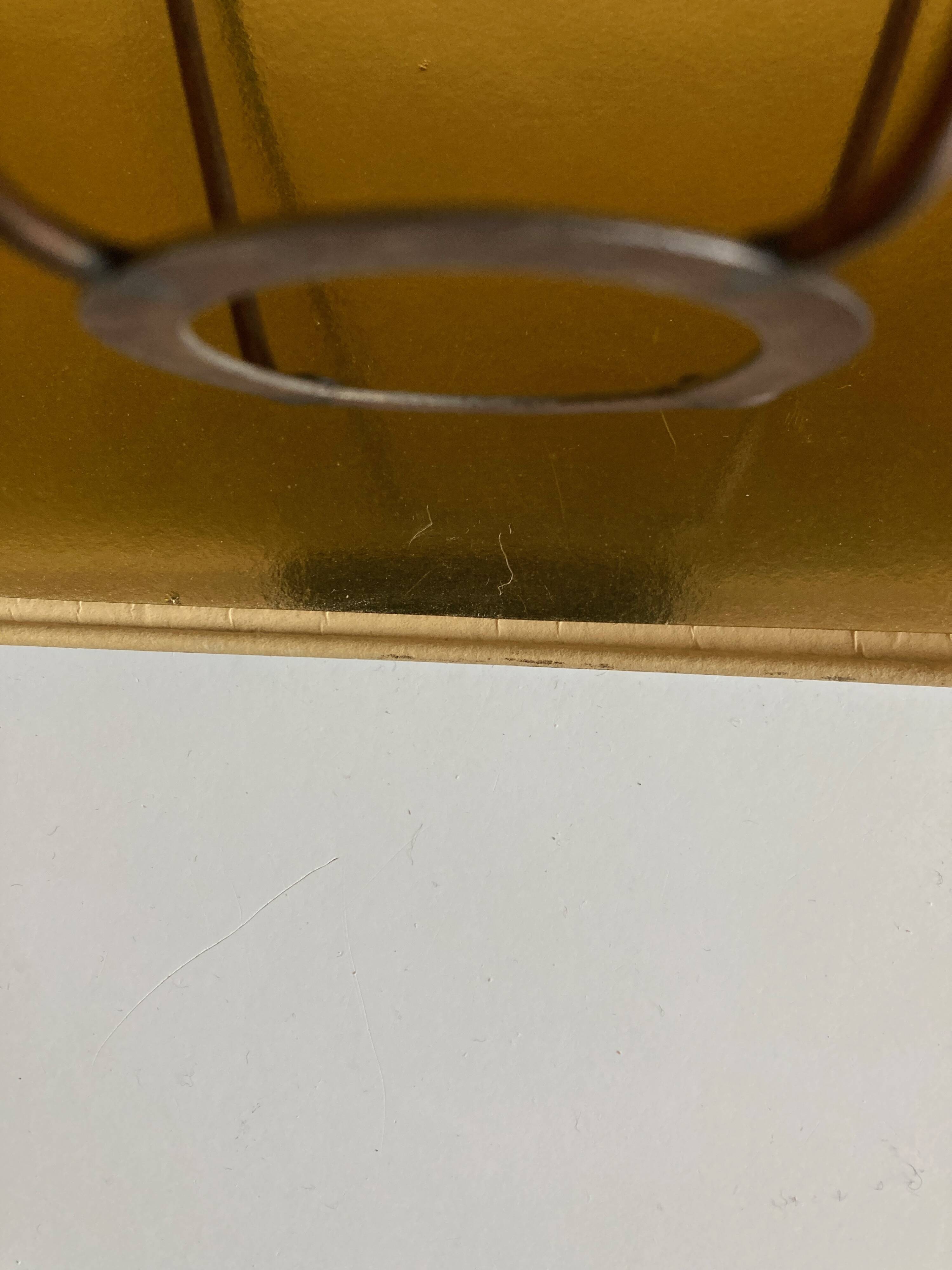 Oval lampshade hot water bottle lamp lacquered cardboard lined with gold 1970