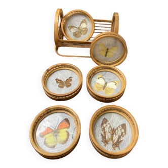 6 dessous de verres papillon