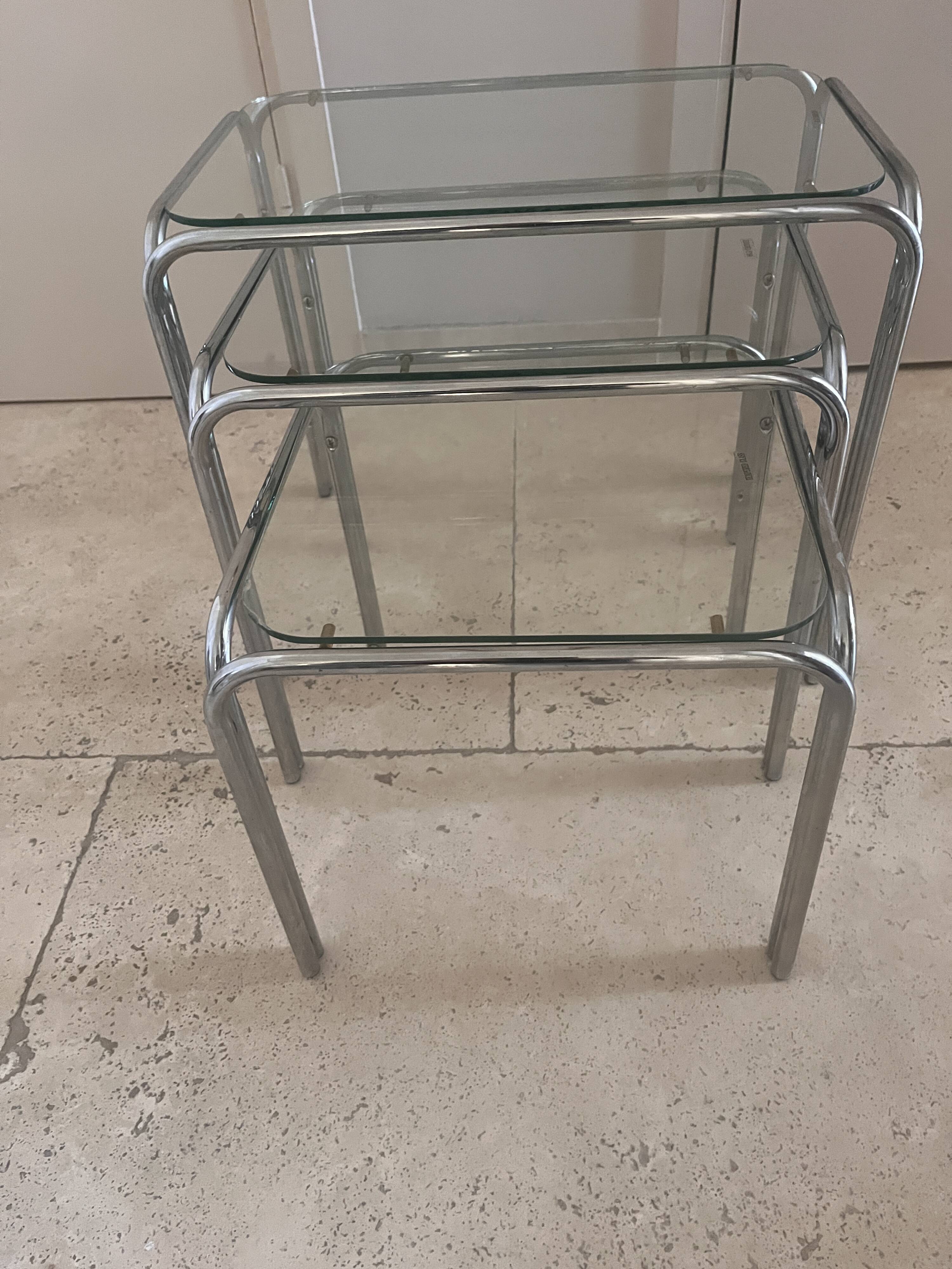 chrome nesting tables from the 1970s