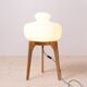 Space Age Floor Lamp, White Glass Lampshade, Wooden Base, 1960s