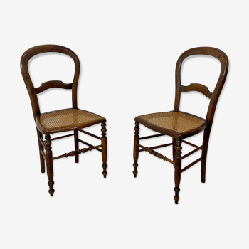 Paire de chaises cannées Louis Philippe