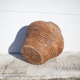 Panier ancien, bourgne paille et ronce, panier tressé avec couvercle, décoration intérieur, garde-ma
