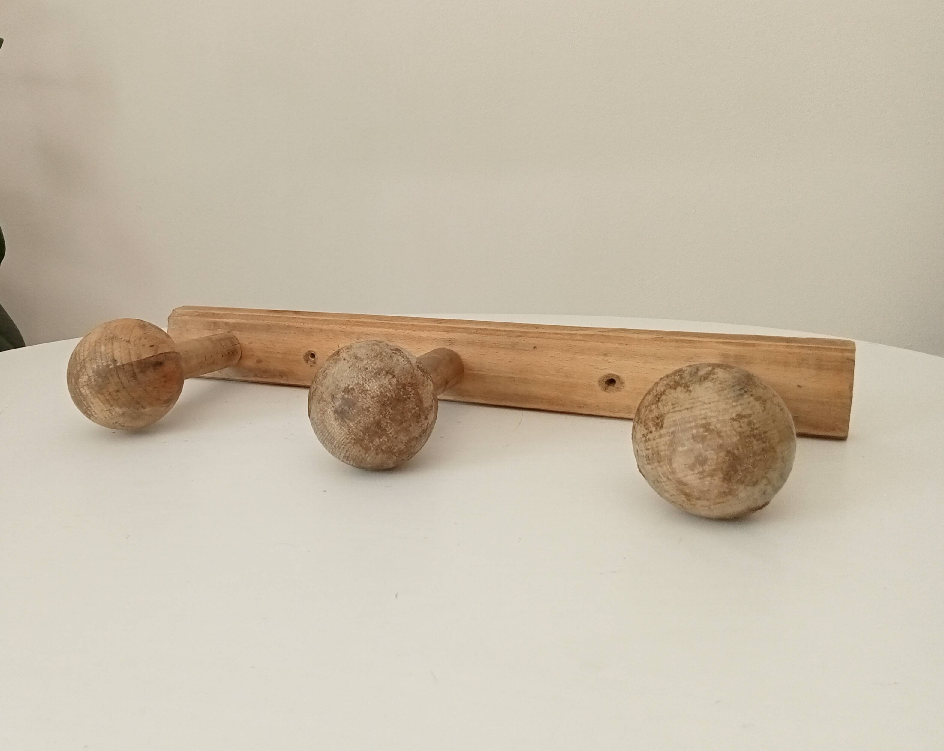Old folk art wall coat rack