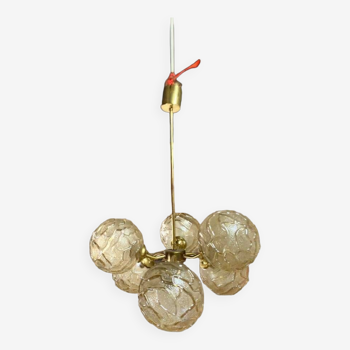 Lustre / suspension en or et verre spoutnik vintage