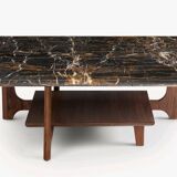 Tancani walnut and marble coffee table