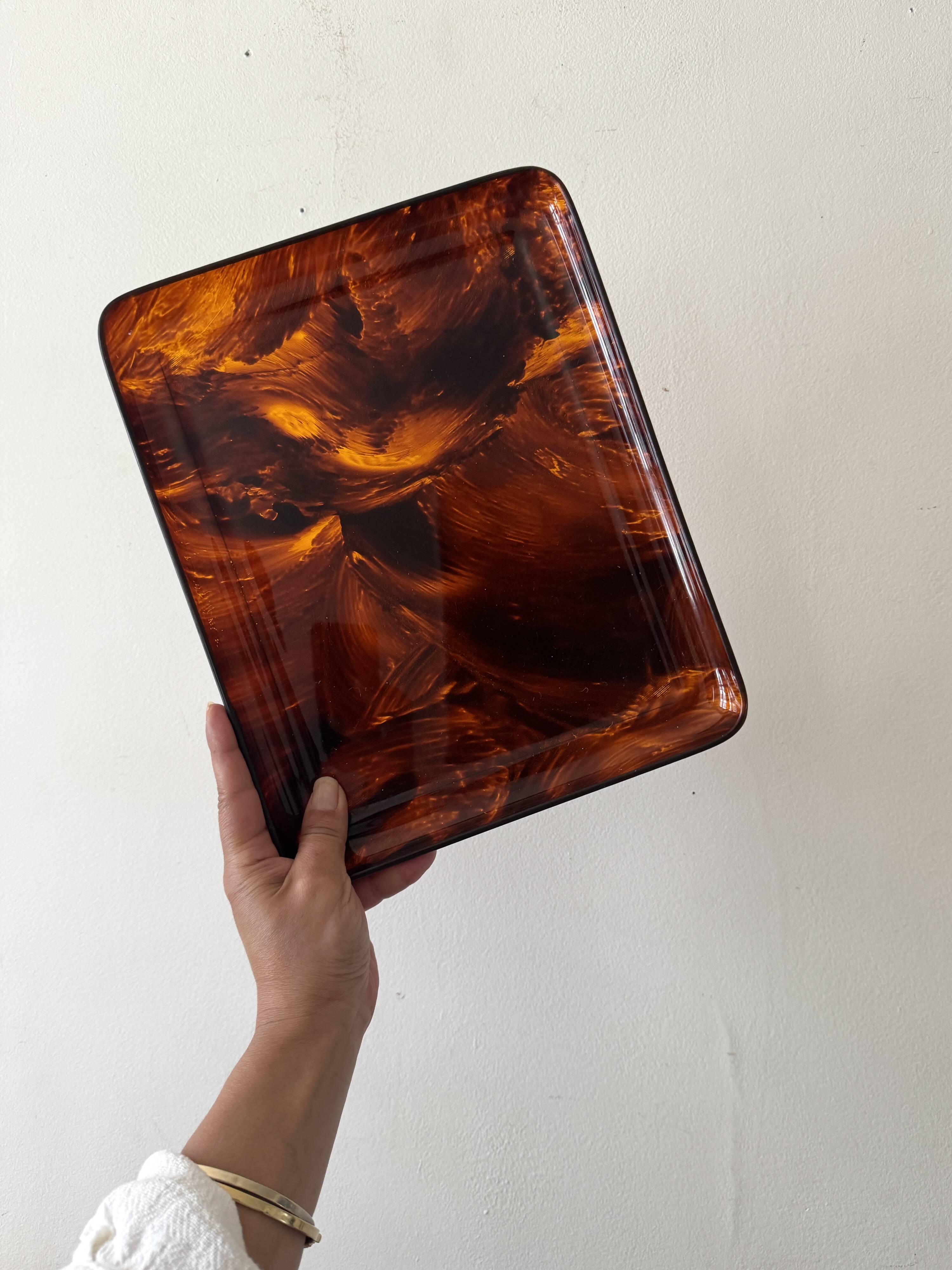 Plateau écaille de tortue en lucite, Italie 1970