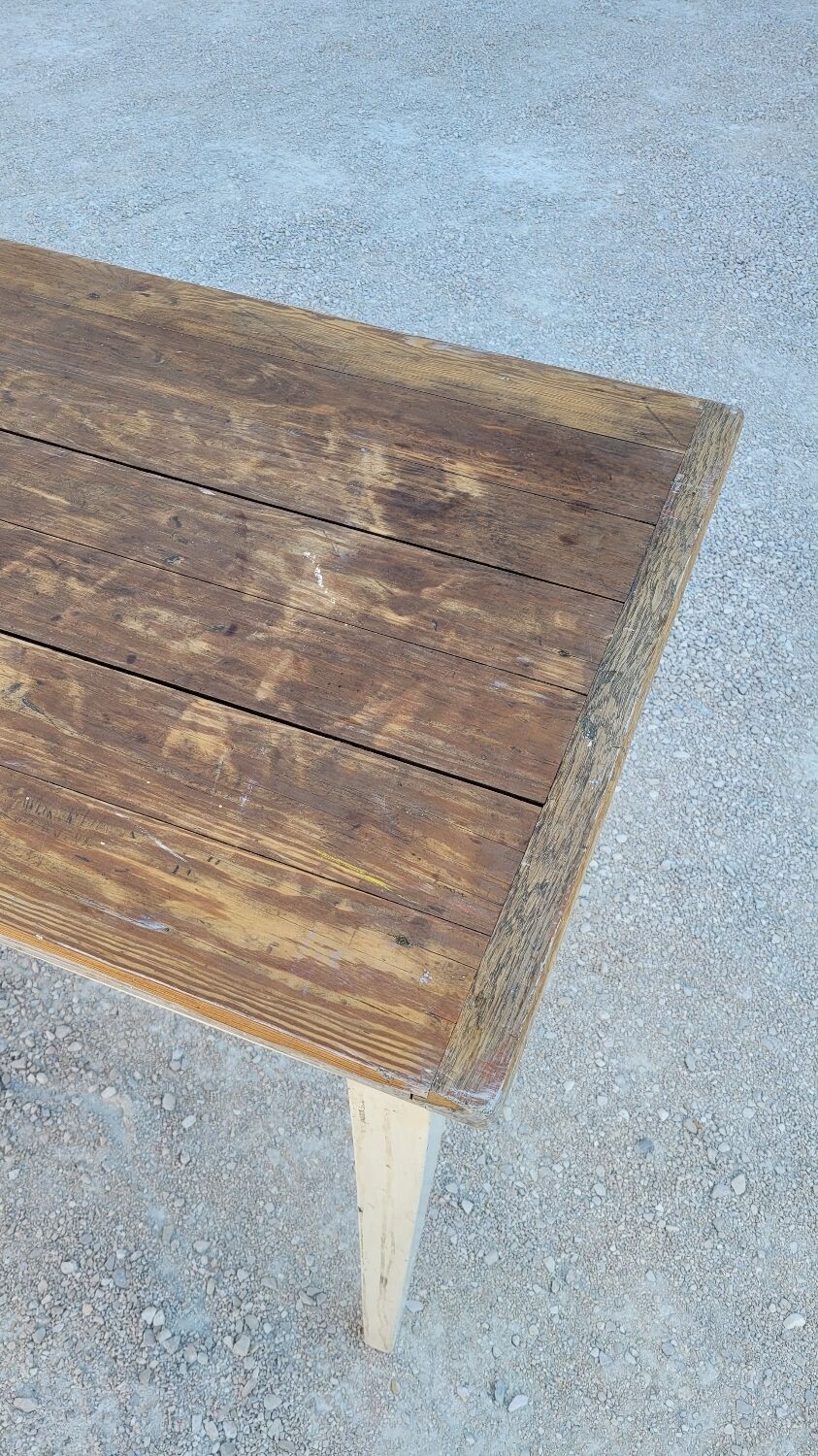 Table de ferme cuisine rustique ancienne -1m30