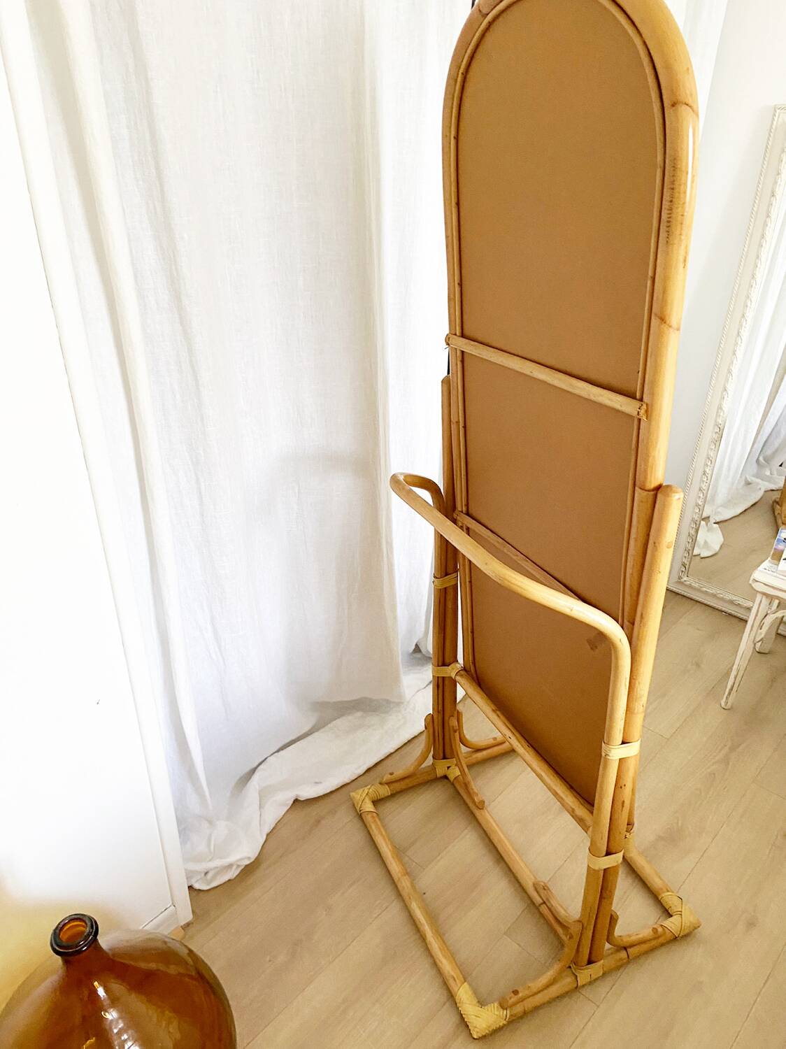 Vintage bamboo psyche mirror