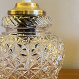 Lampe suspension baladeuse globe ancien verre transparent griffe de suspension en laiton LAMP-7384