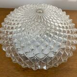 Antique Ceiling Light Wall Lamp Molded Glass Diamond Tip + Black Metal Support