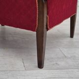 1950s, Danish design, armchair, original condition, red cotton-wool fabric.