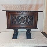 Mini-bar ancien sculpté bois  massif de chêne renaissance