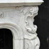 Remarkable Louis XV Style Fireplace, In Carrara Marble Circa 1880
