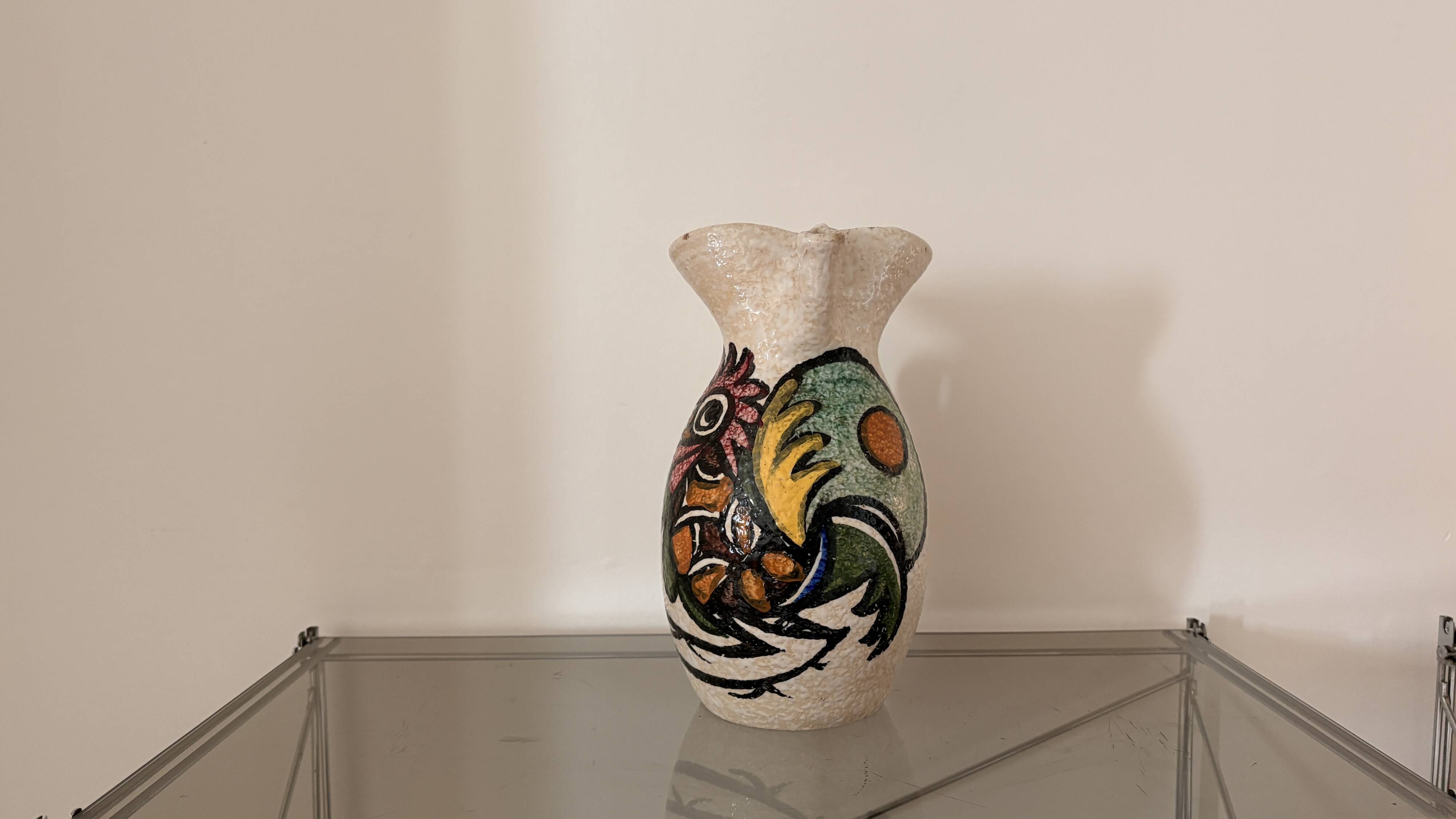 Glazed terracotta pitcher from the 1950s.