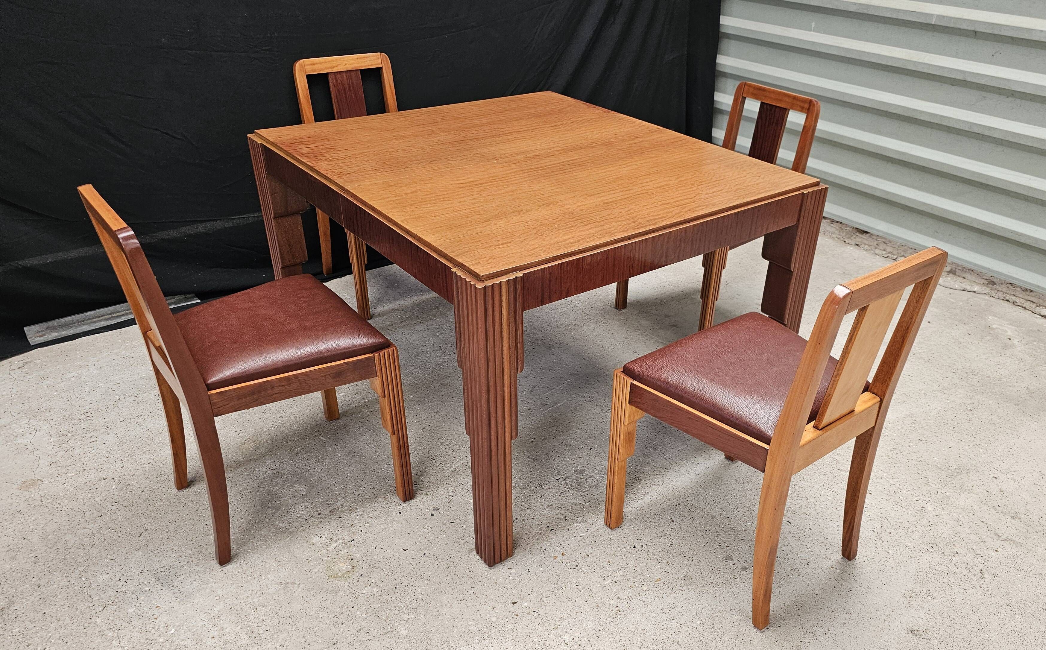 Lot of table and 6 Art Deco chairs from Saddier & fils