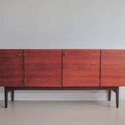vintage Danish sideboard with black and white drawers