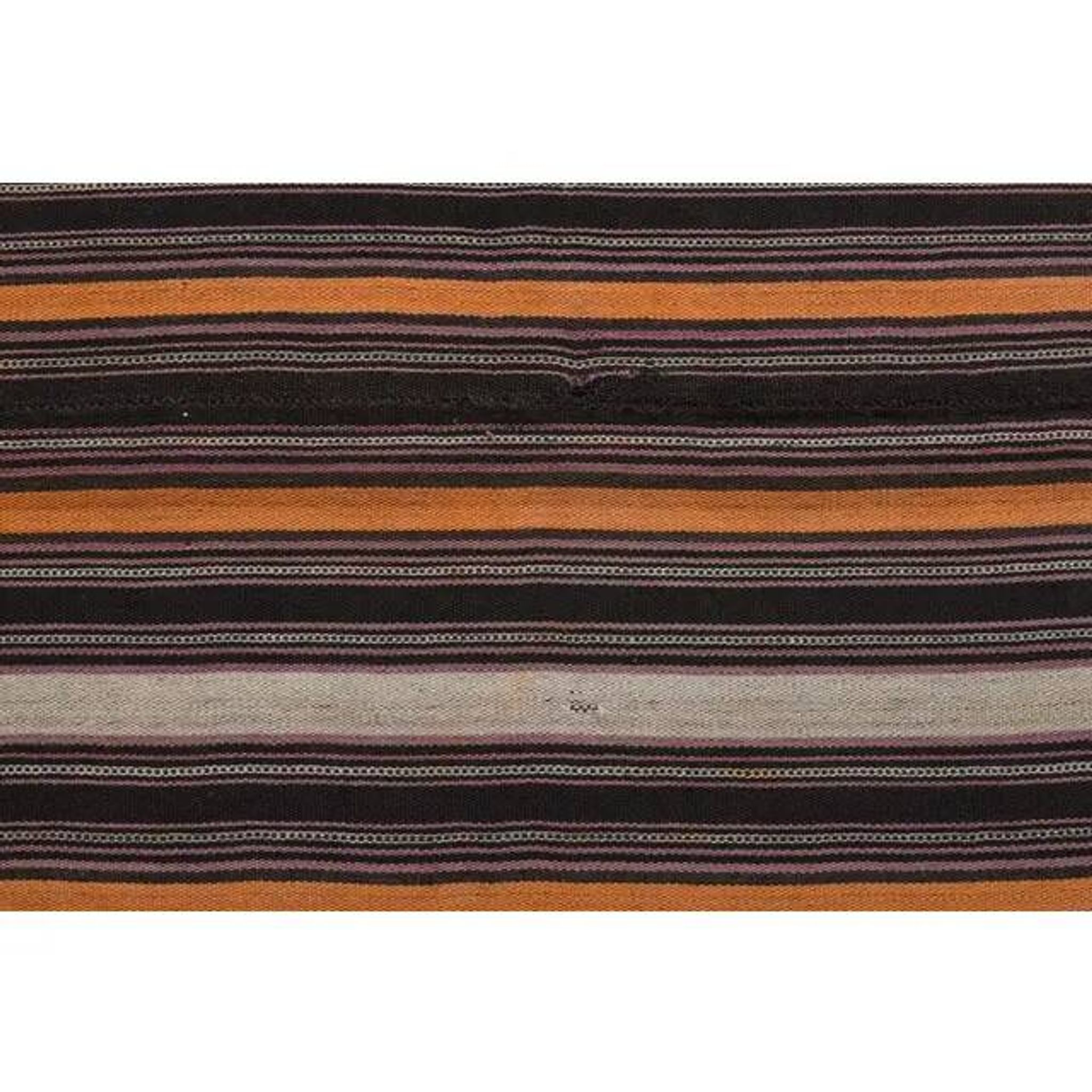 Vintage Turkish Hand-Knotted Wool Cotton Brown Kilim Area Rug 167x255