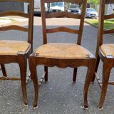 3 chaises bois massif paillées type ferme