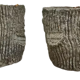 Two cement planters imitation tree trunks