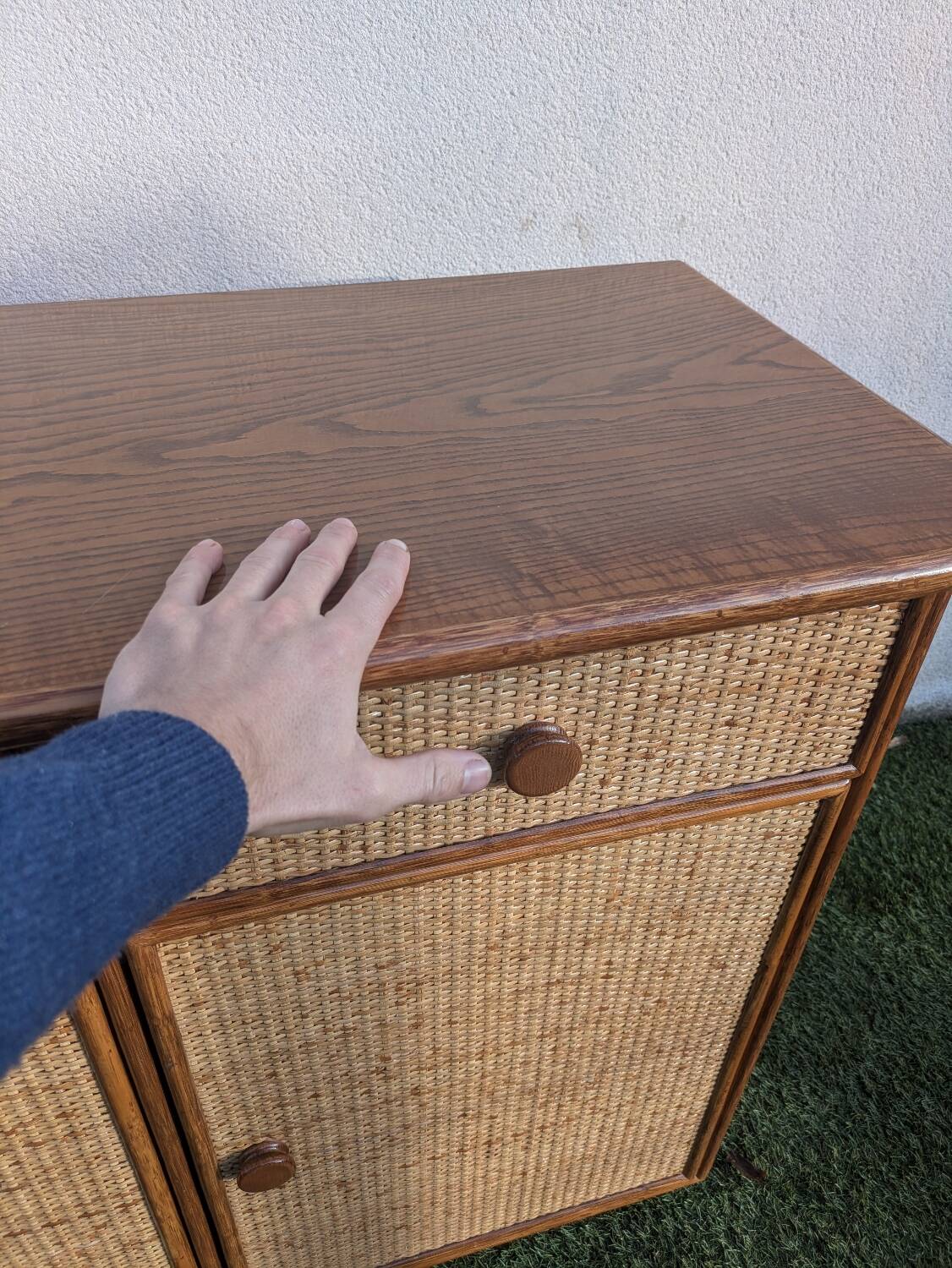 Vintage 1980s rattan sideboard by Roche Bobois
