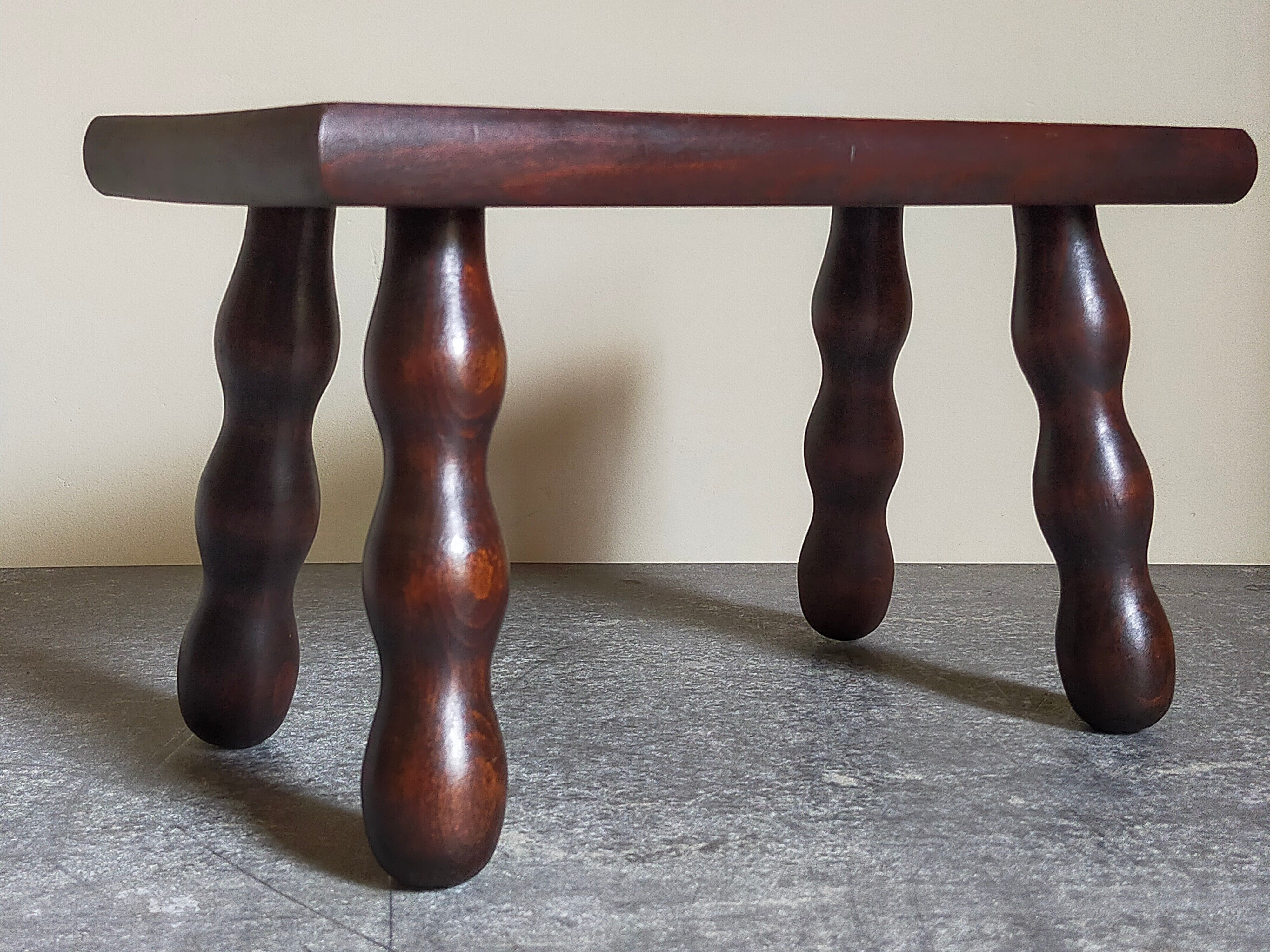 Wooden footrest stool turned solid vintage