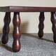 Wooden footrest stool turned solid vintage