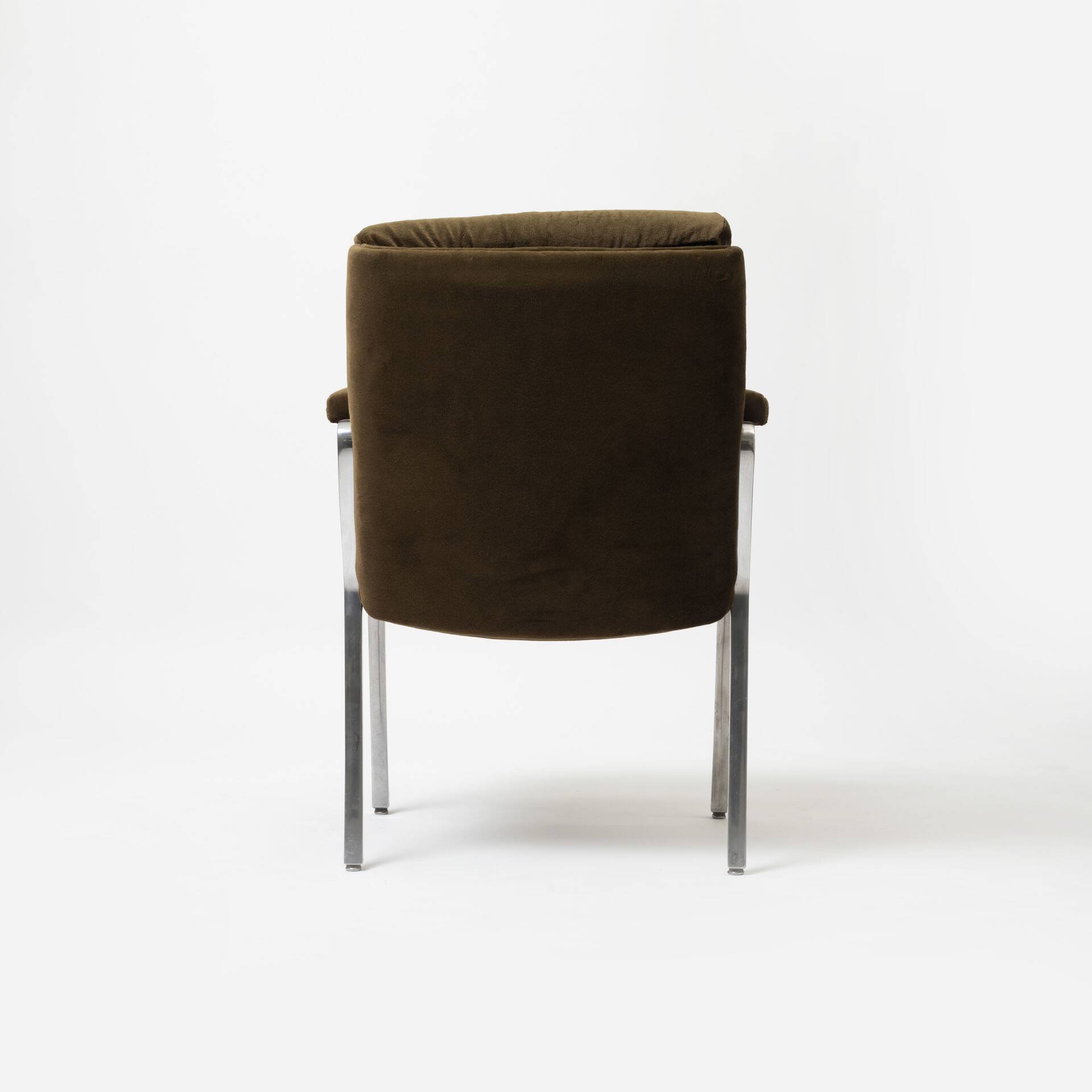 Aluminum and brown teddy fabric armchair, Germany, 1970s