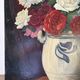 Bouquet of roses, burgundy background, oil on panel 1951