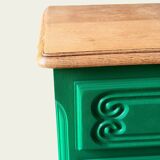 Vintage green oak chest of drawers from the 1960s.
